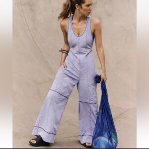 Free People Movement “Wild Ambition” Lavender Backless Jumpsuit
